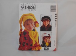 8513 MCCALLS CHILDREN'S SHAPED HATS FLAP OR NOT, SCARF PATTERN S-LG